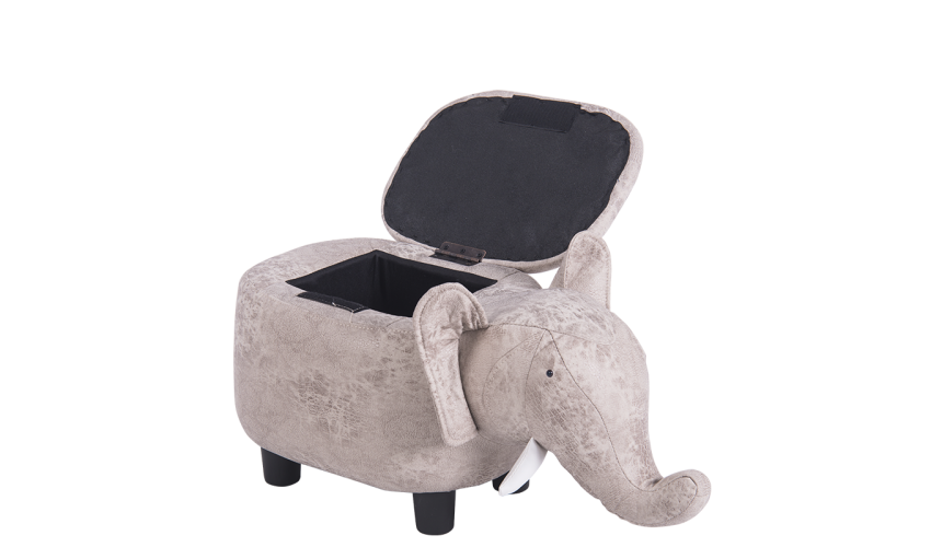 [parent_category] -  - Детска табуретка с ракла - сив слон